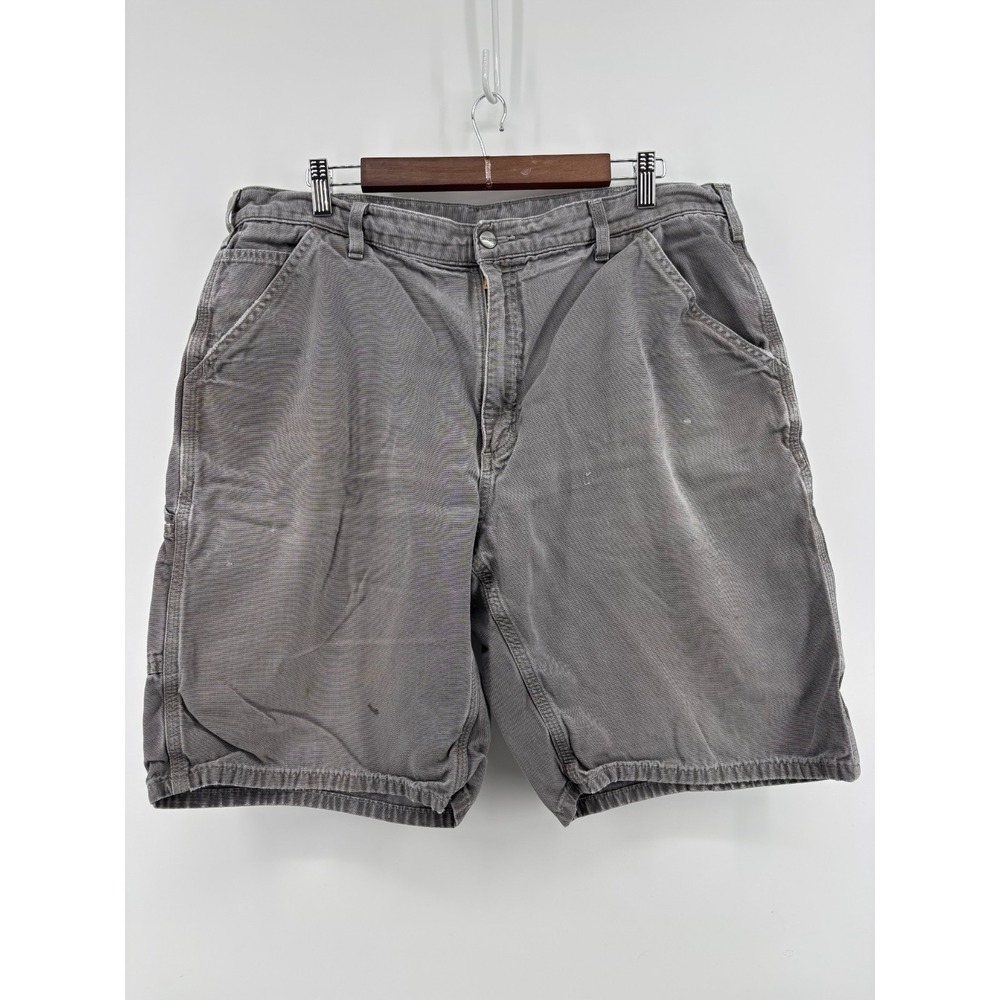 Carhartt Mens Gray Cotton Canvas Utility Workwear Shorts B278 Size 38